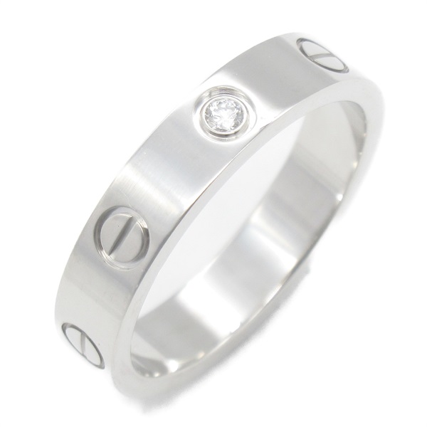 カルティエ ミニラブリング 1Pダイヤ #52 K18WG 750WG 指輪 Cartier カルティエ ミニラブ ダイヤモンド1P リング 指輪 9号 18金