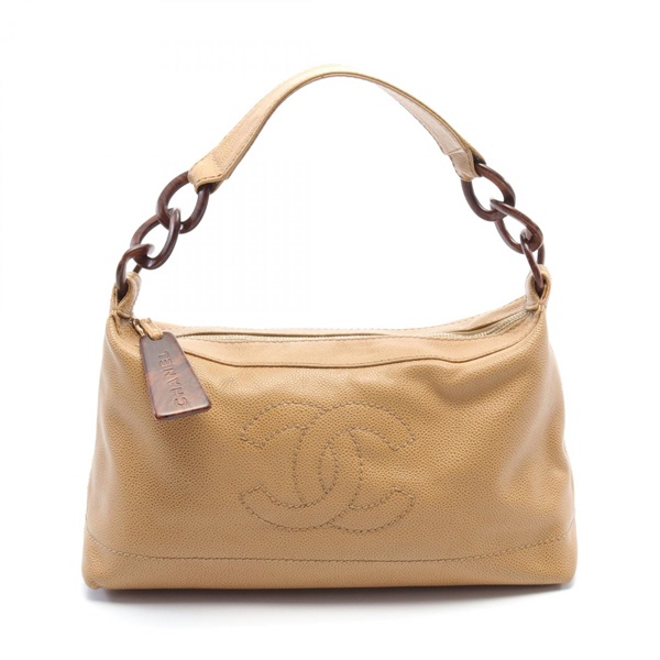 本物シャネルベージュブラウン系ココマークのショルダーバッグ  中古 中古・古着通販】CHANEL (シャネル) ココマーク巾着ショルダーバッグ