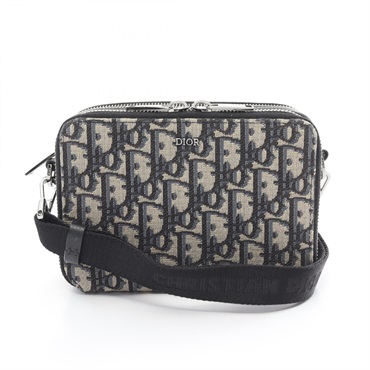 DIOR / オブリーク ストラップ付きジップポーチ ショルダーバッグ メンズ ディオール】ディオール オブリーク ジャカード ストラップ付き