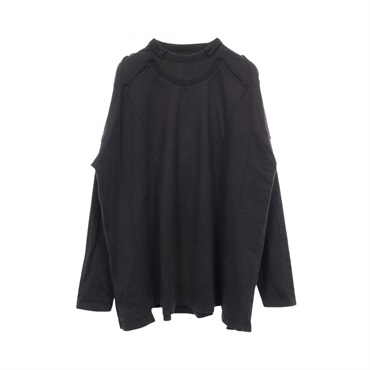 ヴェトモン VETEMENTS ロゴ刺繍 レイヤードデザイン カットオフ 長袖Tシャツ 衣料品 トップス コットン メンズ レディース ブラック系 【中古】 ヴェトモン(VETEMENTS)ヴェトモン ロゴ刺繍 レイヤードデザイン カット