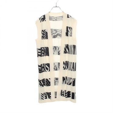 エルメス ロゴグラフィック 総柄 ロングニットジレ ベスト 衣料品 トップス レディース