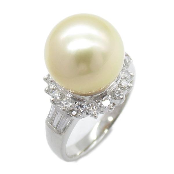 未使用保管品　ティアラ型リング　パール　ダイヤ　k18 ラスト1点 透かし リング 指輪 12号 18金 K18イエローゴールド パール