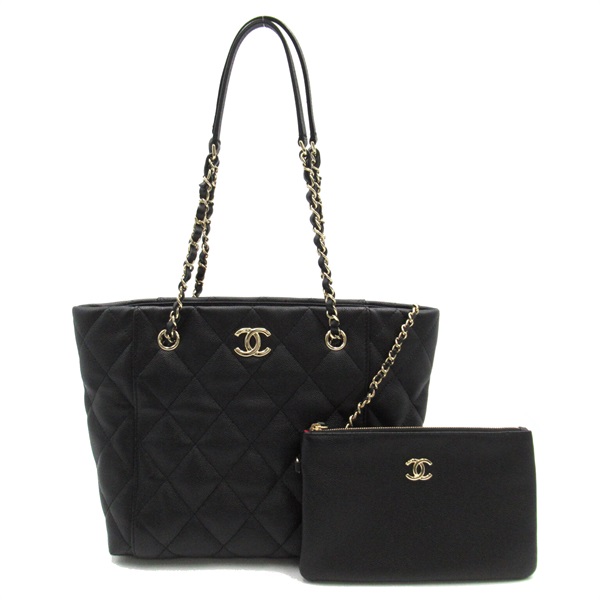 CHANEL シャネル GSTキャビア･マトラッセ･チェーントート  【Aランク】【中古】 CHANEL（シャネル） CHANEL GST チェーン トートバッグ キャビアスキン