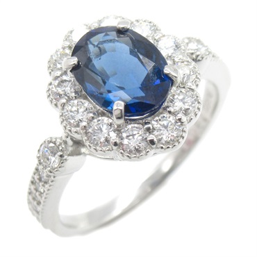 非加熱サファイアリング　PT jeweryrise jewery工房rise ジュエリー(JEWELRY)ジュエリー 非加熱サファイア ダイヤモンド リング