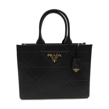 トートバッグ　dopブラック プラダ(PRADA)プラダ シンボル トップステッチ レザー