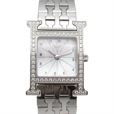 エルメス(HERMES)エルメス Hウォッチ ダイヤベゼル 腕時計 時計