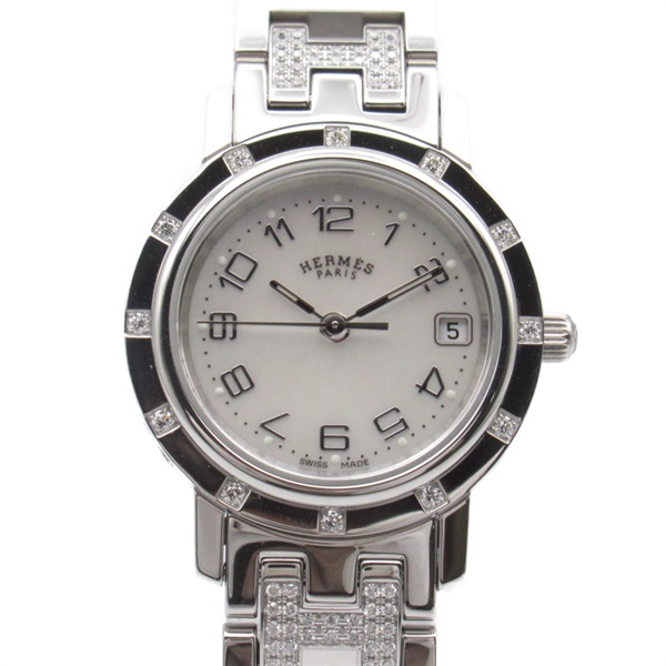 エルメス(HERMES)エルメス クリッパーナクレ 12Pダイヤベゼル 腕時計 