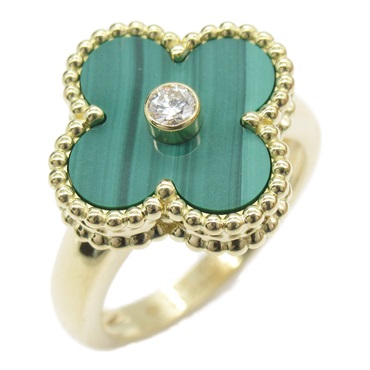 ヴァンクリーフ&アーペル ダイヤリング ヴィンテージアルハンブラ マラカイト ヴィンテージ アルハンブラ リング 18K イエローゴールド