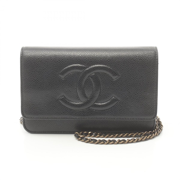 【正規品】シャネルCHANEL黒ココマーク長財布 新品ショルダー鑑定済み! CHANEL シャネル 長財布 ココマーク キャビアスキン レザー
