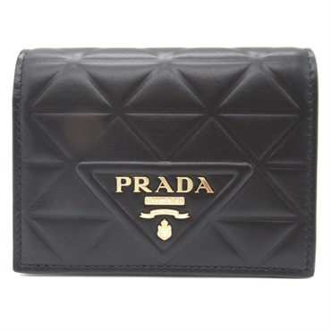 本日限定セール　超美品　PRADA プラダ　二つ折り　ケース　お札入　黒　即完売 プラダ札入れ 黒 ユニセックス オーストリッチ 二つ折り財布