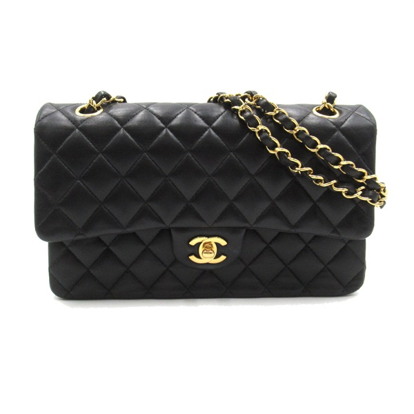 シャネル マトラッセ フラップ ダブル チェーン ショルダー バッグ 黒 シャネル(CHANEL)シャネル マトラッセ ダブルフラップチェーン