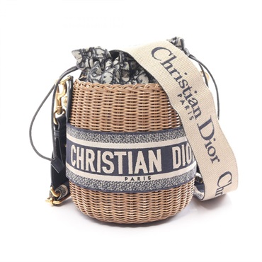 【新品未使用】Christian Dior ディオール かごバッグ ショルダー ディオール(Dior)ディオール オブリーク ウィッカー ショルダーバッグ