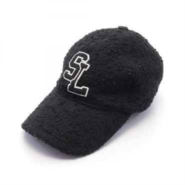 （美品）サンローランパリ　ロゴキャップ　ブラック サンローランパリ ロゴ キャップ 57 コットン ブラック 690929