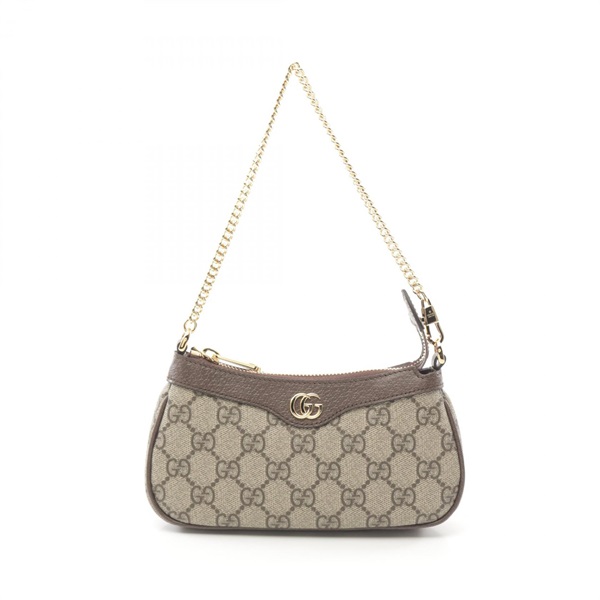 GUCCI オフィディアGGスプリームミニバッグ オフィディア〕 ミニバッグ ・ベージュ＆エボニー GGスプリーム