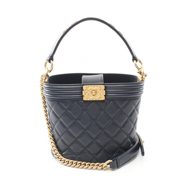シャネル CHANEL ショルダーバッグ ボーイシャネル ヴィンテージカーフ　２０番台 ネイビー