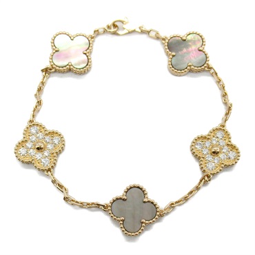 最高級品質 アルハンブラ ブレスレット マザーオブパール YG ヴァンクリーフ＆アーペル(Van Cleef & Arpels)ヴァンクリーフ
