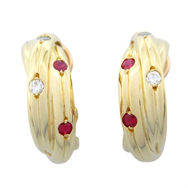 カルティエ　トリニティ　ダイアピアス 最終値下げ カルティエ(CARTIER)カルティエ トリニティピアス ルビー サファイア