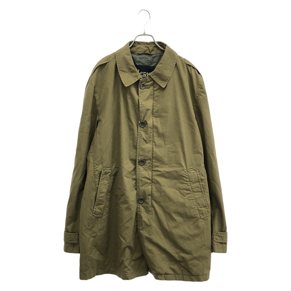 HERNO　ヘルノ　ベルテッドコート　コットンリネン　カーキ　裏地シルク ヘルノ(Herno)ヘルノ コート その他コート 衣料品 アウター メンズ