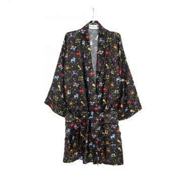 7 クリスチャンディオール ラップワンピース シルク 総柄 ドット ブラック 7 クリスチャンディオール ラップワンピース シルク 総柄 ドット