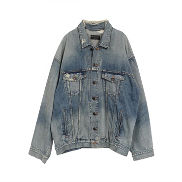ジャケット・アウター BALENCIAGA Damaged Denim Jacket size 46 バレンシアガ(BALENCIAGA)バレンシアガ DESTROYED JACKET デニム