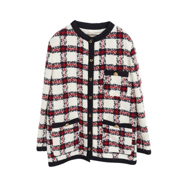GUCCI 23ss ツイード ノーカラージャケット グッチ(GUCCI)グッチ GGボタン ツイード ノーカラージャケット 衣料品