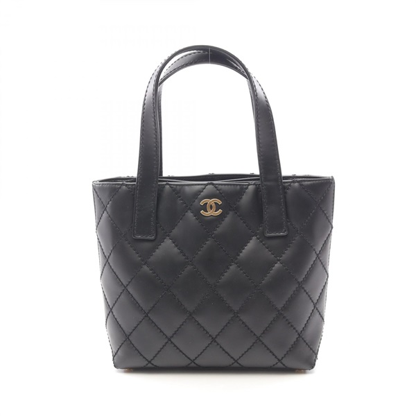 限定最終値下げ　シャネル　ステッチ　黒　ハンドバッグ CHANEL】【シルバー金具】【Wフラップ】シャネル『Vステッチ