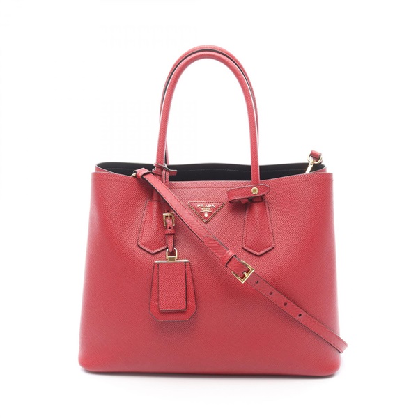 PRADA ネイビー/レッド ハンドバッグ ロック付き PRADA（プラダ） （中古）プラダ PRADA 2WAY ショルダー ハンドバッグ