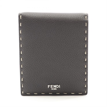 q19　フェンディ　セレリア　二つ折り財布　シルバー系 FENDI フェンディ セレリア 二つ折り 長財布 グレー シルバー メンズ