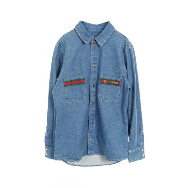 グッチ GUCCI WASHED ORGANIC DENIM SHIRT シェリーライン 衣料品