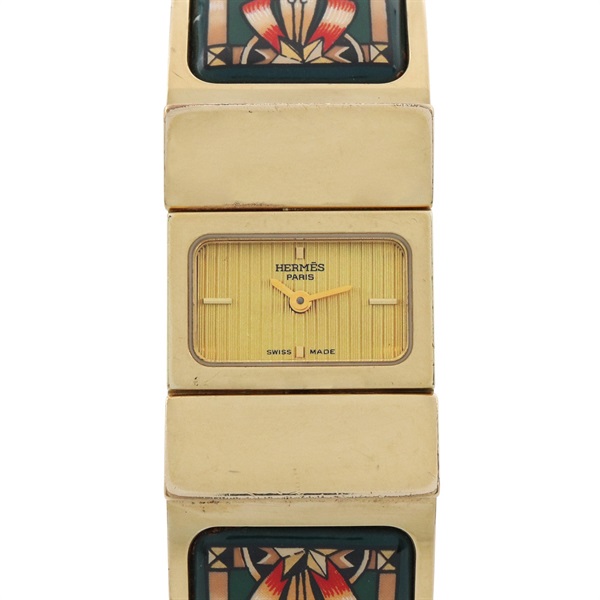 HERMES エルメス ロケ LO1.201 腕時計 金メッキ クオーツ アナログ表示 レディース ゴールド文字盤中古 エルメス HERMES ロケ LO1 201 バングル ウォッチ ヴィンテージ