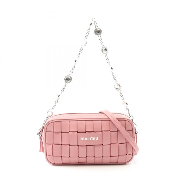 【新品未使用】MIUMIUナッパレザー  ミニショルダーバッグ　ピンク miu miu（ミュウミュウ） ナッパレザー アクセサリーポーチ バッグ