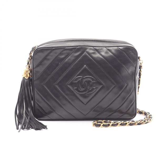 シャネル CHANEL ココマーク ダイヤキルティング ショルダーバッグ バッグ ラムスキン（羊革） レディース ブラック系 【中古】 シャネル(CHANEL)シャネル ココマーク ダイヤキルティング ショルダー