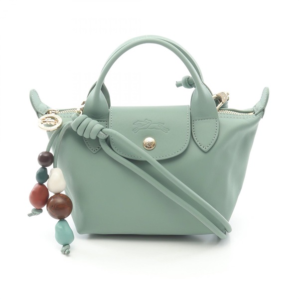 【即日発送】美品 LONGCHAMP ハンドバッグ ホワイト グリーン ロンシャン(Longchamp)ロンシャン ル プリアージュ エクストラXS