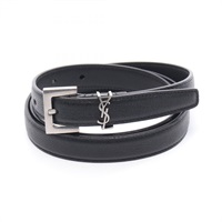【極美品】サンローラン ナロー ベルト シルバー ブラック レザー イタリア製 サンローランパリ(SAINT LAURENT PARIS)サンローランパリ モノグラム