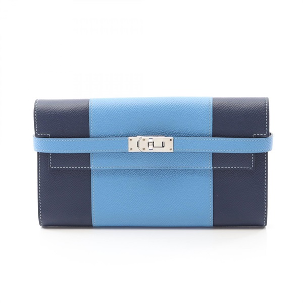 M*！様 HERMÈS エルメス ケリーウォレット ブルー エルメス(HERMES)エルメス ケリーウォレット ロング ブルーパラダイス