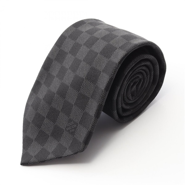 ルイヴィトン　ブラック　ダミエ　ネクタイ　クラヴァット　黒　グレー　LVロゴ ルイ・ヴィトン(LOUIS VUITTON)ルイ・ヴィトン クラヴァット ダミエ