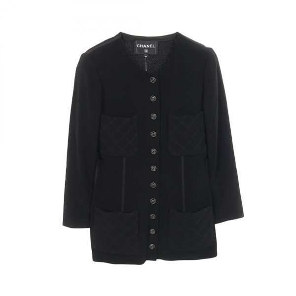 CHANEL シャネル ノーカラージャケット ココボタン ジャケット 黒