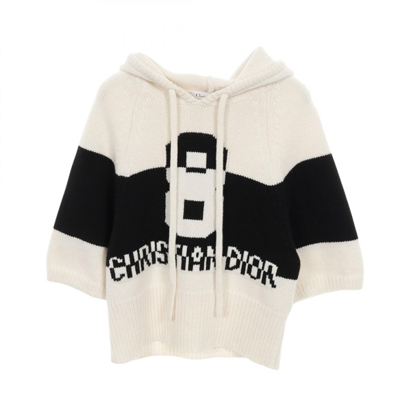 ディオール Dior 半袖 ニット 衣料品 トップス ウール カシミヤ レディース ホワイト系 / ブラック系 254S56AM121 【中古】 ディオール(Dior)ディオール 半袖 ニット 衣料品 トップス レディース