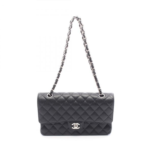 シャネル CHANEL マトラッセ Wフラップ ショルダーバッグ バッグ カーフ（牛革） レディース ブラック系 AO1112 【中古】 シャネル(CHANEL)シャネル マトラッセ Wフラップ ショルダーバッグ