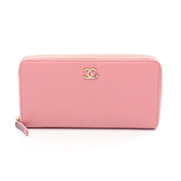 CHANEL フラワーエンボス 長財布 ピンク シャネル(CHANEL)シャネル ラッキーフラワー ラウンド長財布 財布