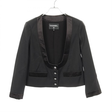 シャネル(CHANEL)シャネル ココマークボタン ノーカラージャケット