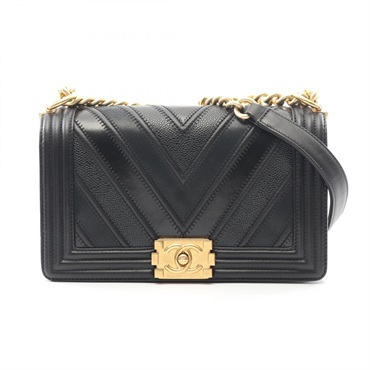 シャネル ボーイシャネル シェブロン Vステッチ ショルダーバッグ バッグ レディース
