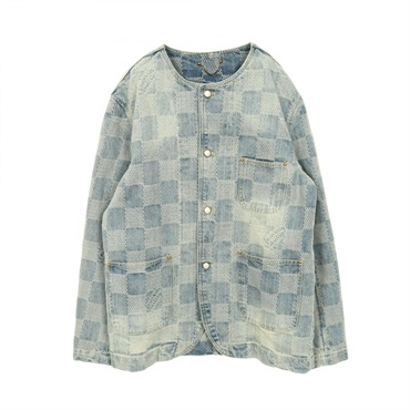 ルイ・ヴィトン Damier Collarless Denim Jacket ダミエ デニムジャケット 衣料品 アウター メンズ