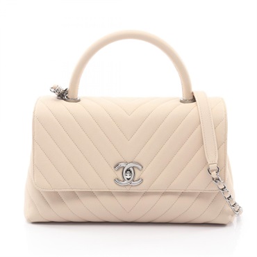 シャネル ココハンドル29 トップハンドル フラップ バッグ Vステッチ シェブロン ハンドバッグ バッグ レディース A92991