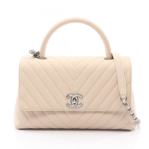 シャネル ココハンドル29 トップハンドル フラップ バッグ Vステッチ シェブロン ハンドバッグ バッグ レディース A92991
