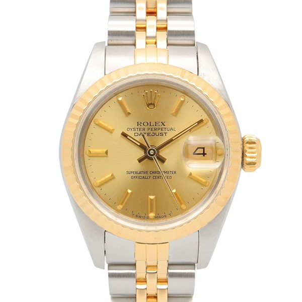 ロレックス デイトジャスト 90番 シャンパン バー 腕時計 時計 レディース 69173