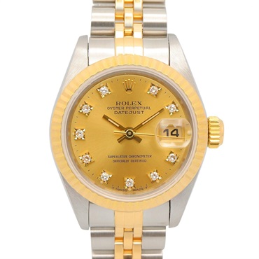 ロレックス デイトジャスト 10Pダイヤ S番 シャンパン 旧ダイヤ 腕時計 時計 レディース 69173G