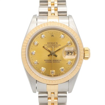 ロレックス デイトジャスト 10Pダイヤ W番 シャンパン ジュビリー 新ダイヤ 腕時計 時計 レディース 69173G