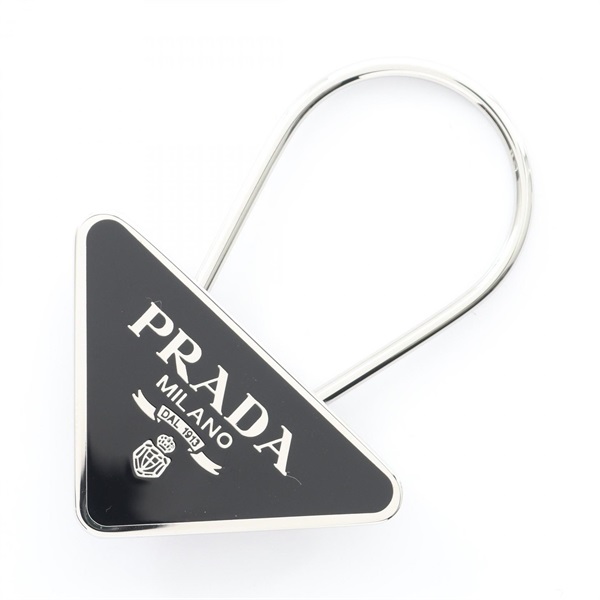 PRADA プラダ トライアングル ロゴ キーホルダー オーストリッチ ブラック プラダ(PRADA)プラダ トライアングルロゴ キーホルダー アクセサリー