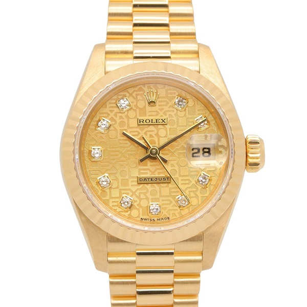 ロレックス デイトジャスト 10Pダイヤ T番 シャンパン コンピュータ 新ダイヤ 腕時計 時計 レディース 69178G
